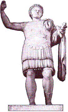 Statue of
                    Constantine the Great in the narthex of San Giovanni
                    in Laterano in Rome, circa 315 A.D.